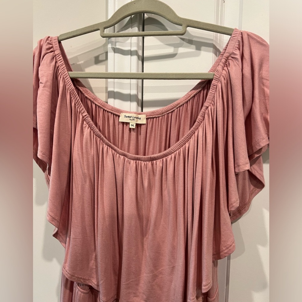 Chic Soul Rose Pink Off-Shoulder Maxi Dress